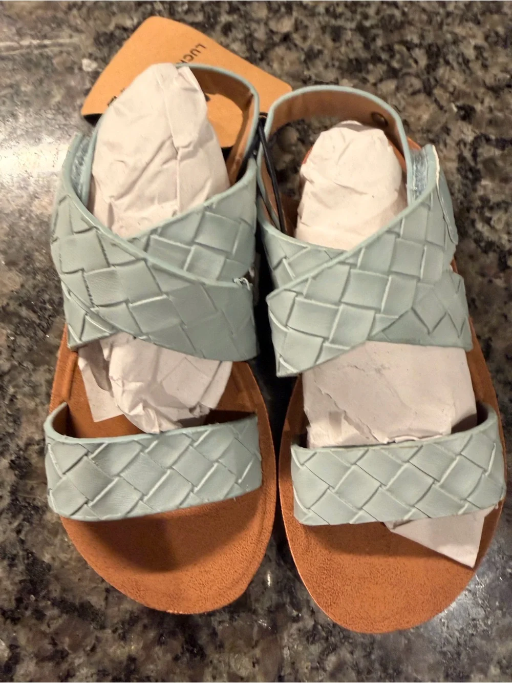 Lucky Brand Woven Strappy Sandals in Light Blue